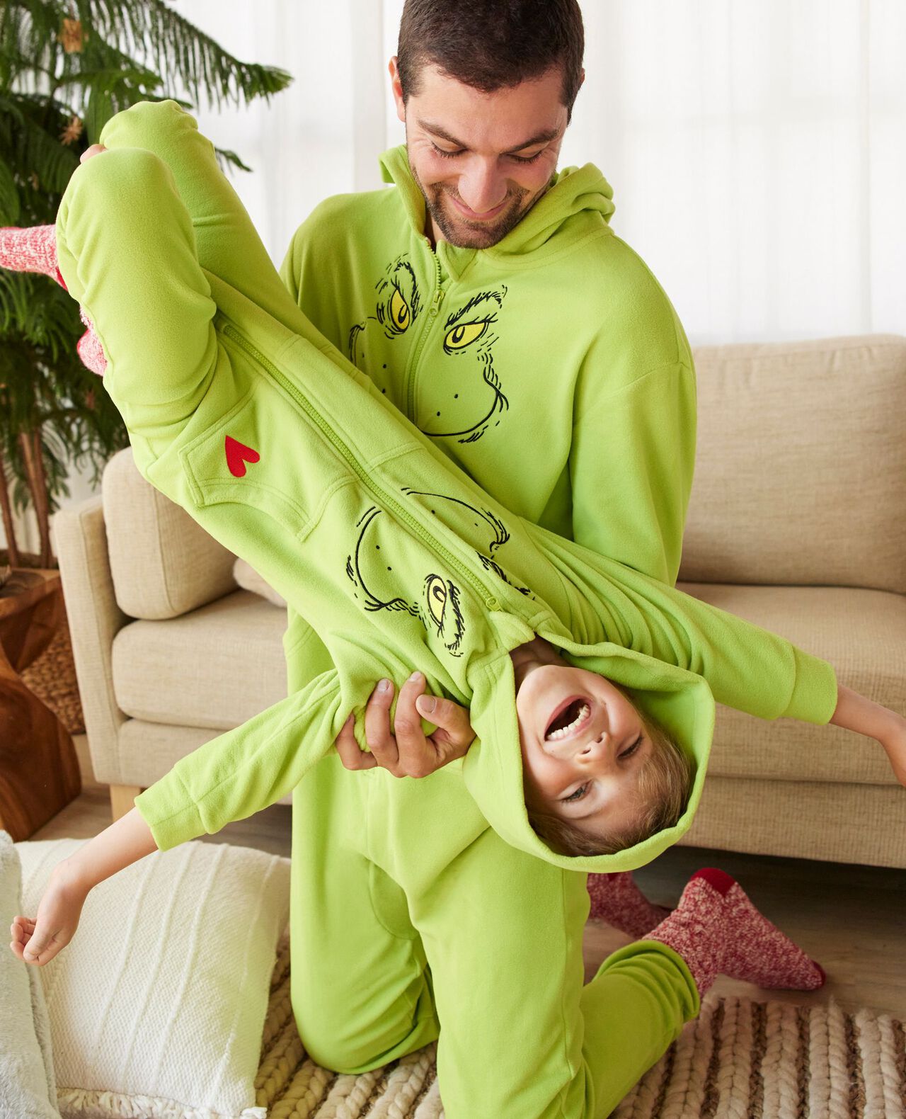 Kids Dr. Seuss Grinch Costume Fleece Jumpsuit - Image 4