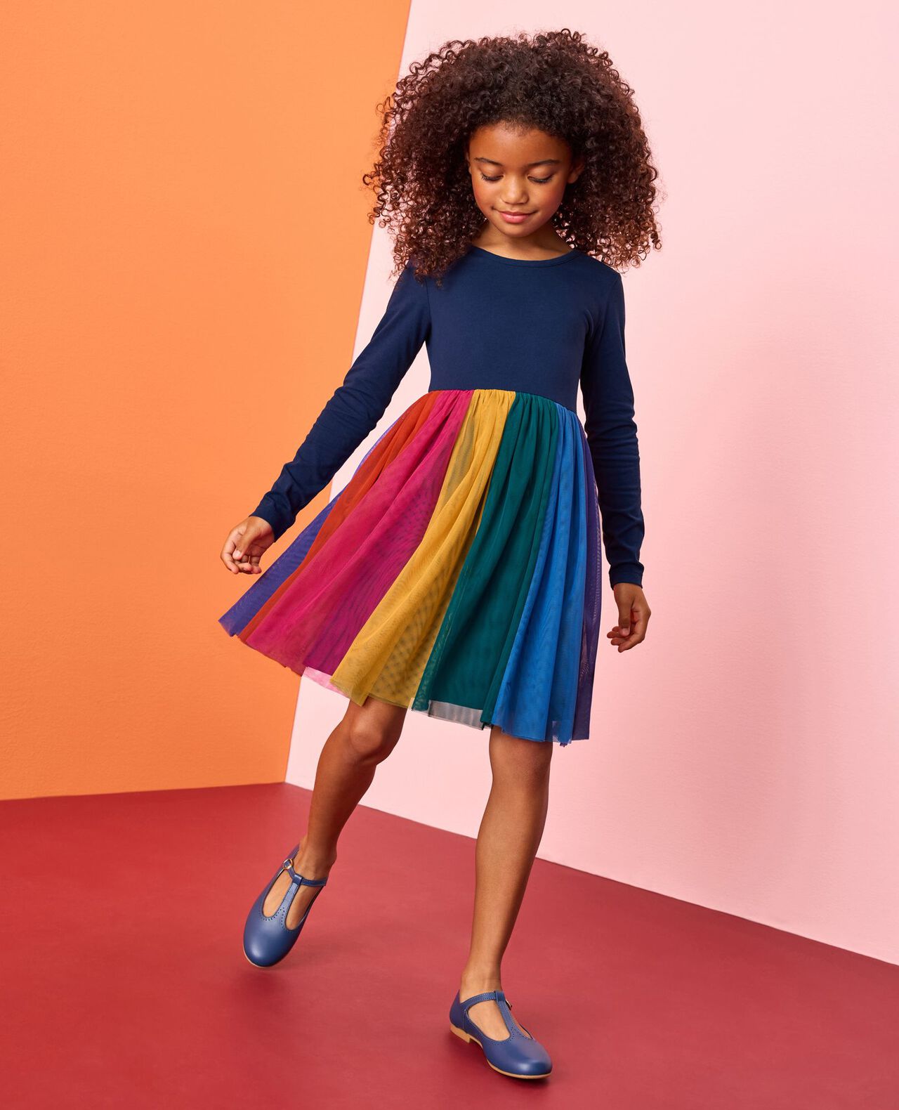 Long Sleeve Tulle Rainbow Dress - Image 5