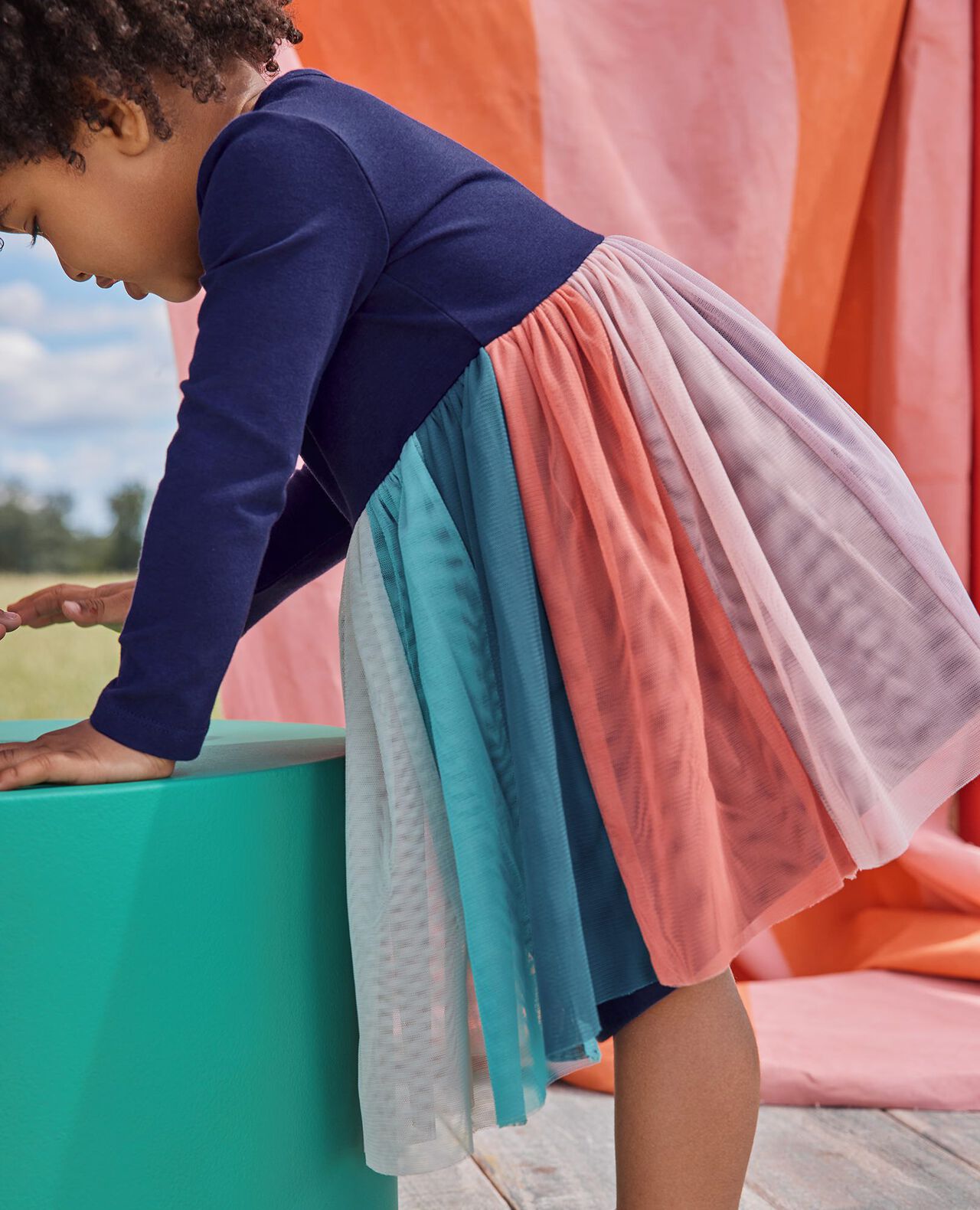 Baby Long Sleeve Tulle Rainbow Dress - Image 4
