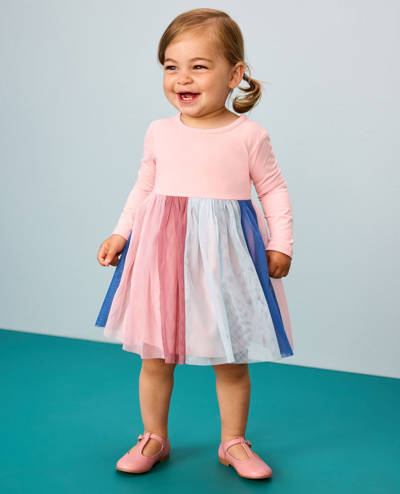 Baby Long Sleeve Rainbow Tulle Dress