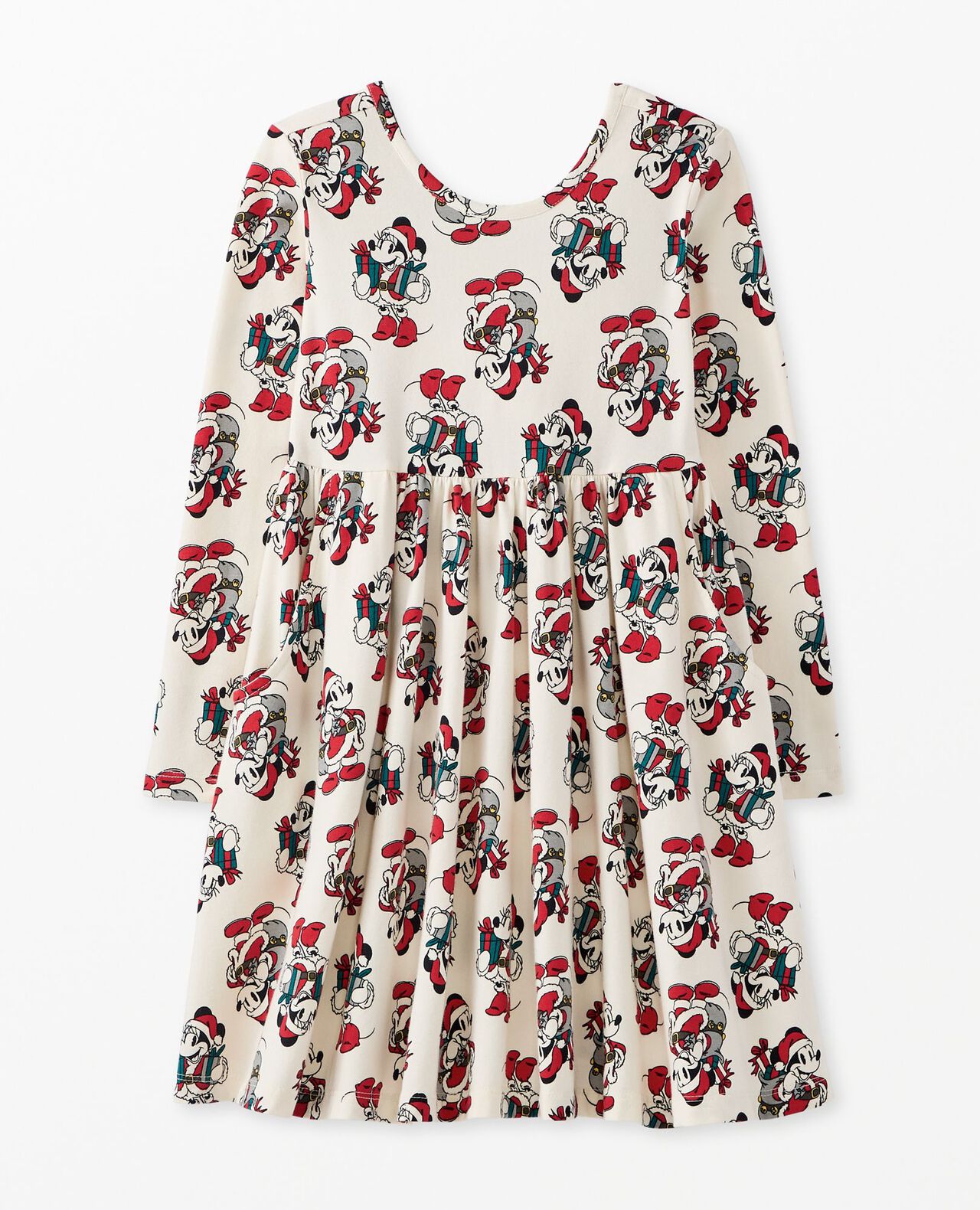 Disney Mickey Mouse Holiday Long Sleeve Skater Dress with Pockets