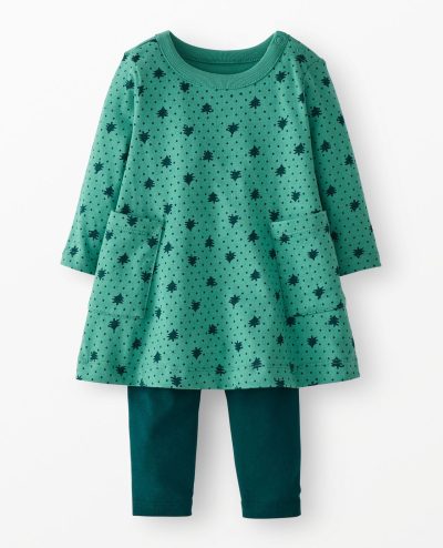 Baby Holiday Long Sleeve Pocket Dress & Leggings Set
