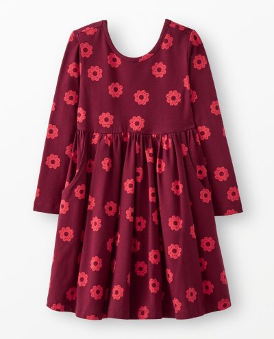 Holiday Long Sleeve Skater Dress with Pockets