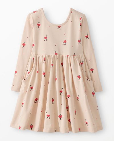 Holiday Long Sleeve Skater Dress with Pockets