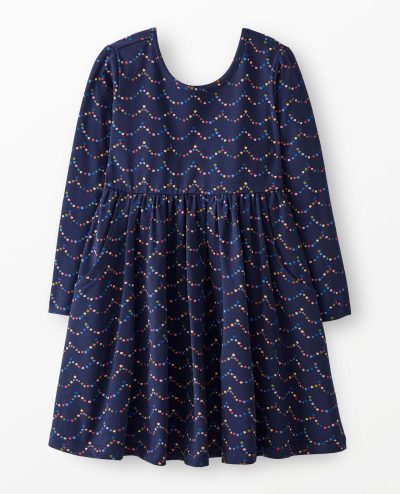 Holiday Long Sleeve Skater Dress with Pockets
