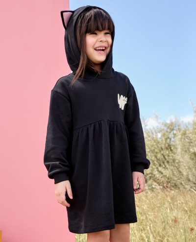 Halloween Long Sleeve French Terry Cat Dress