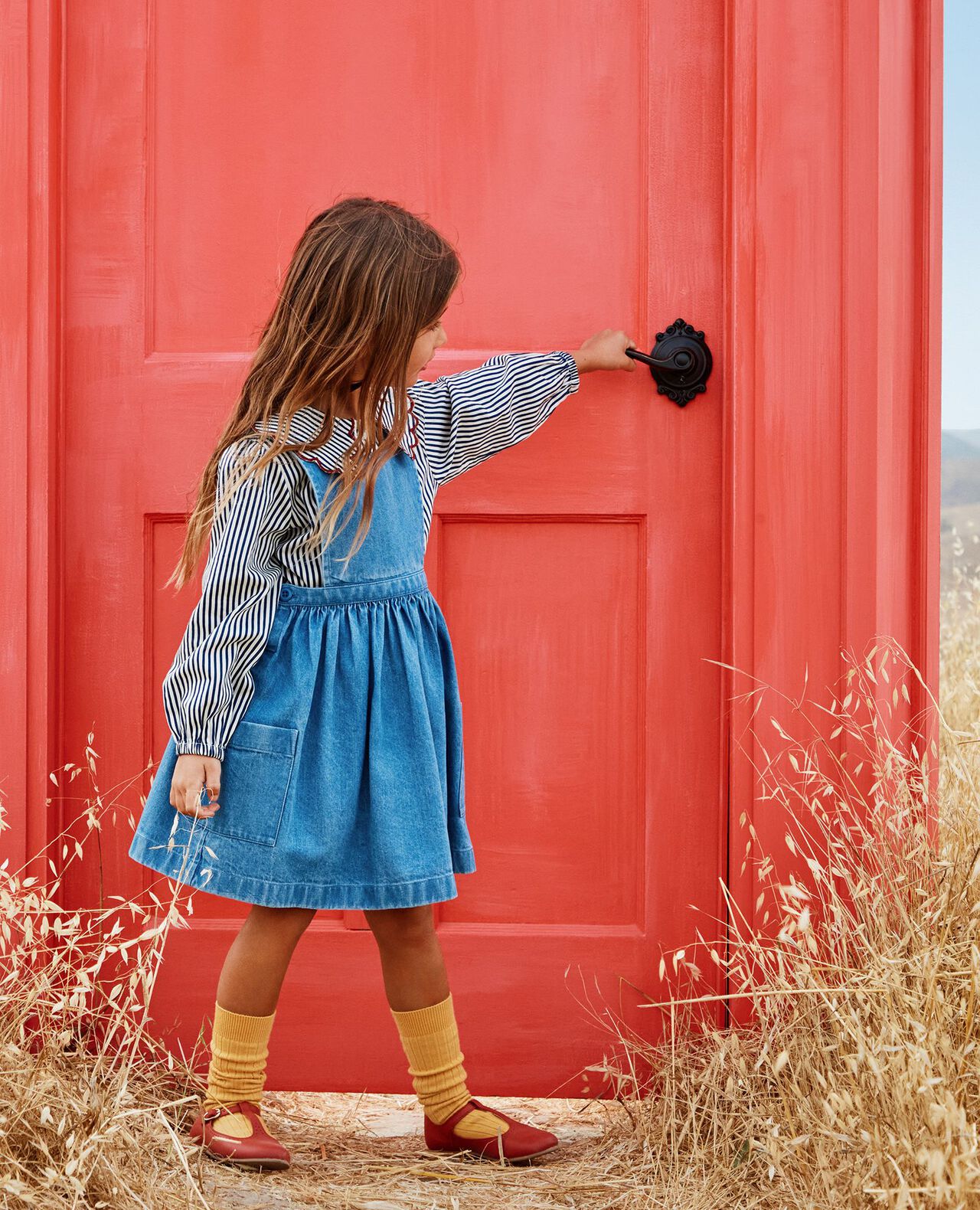 Denim Pinafore Dress with Pockets - Image 3