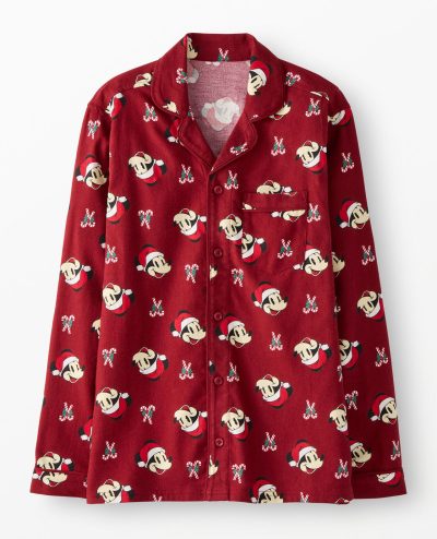 Adult Disney Mickey Mouse Holiday Flannel Pajama Top