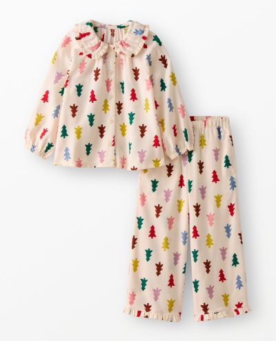 Holiday Flannel Ruffle Pajama Set