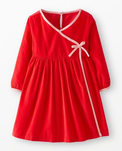 Balloon Sleeve Corduroy Wrap Dress with Pockets