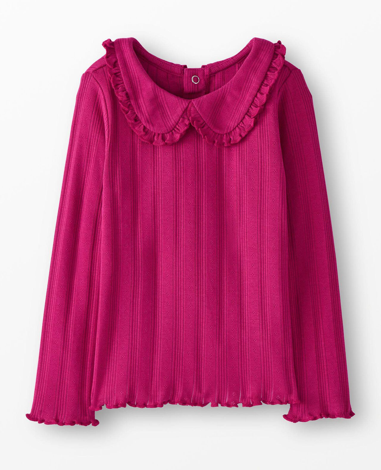 Long Sleeve Pointelle Collared T-Shirt