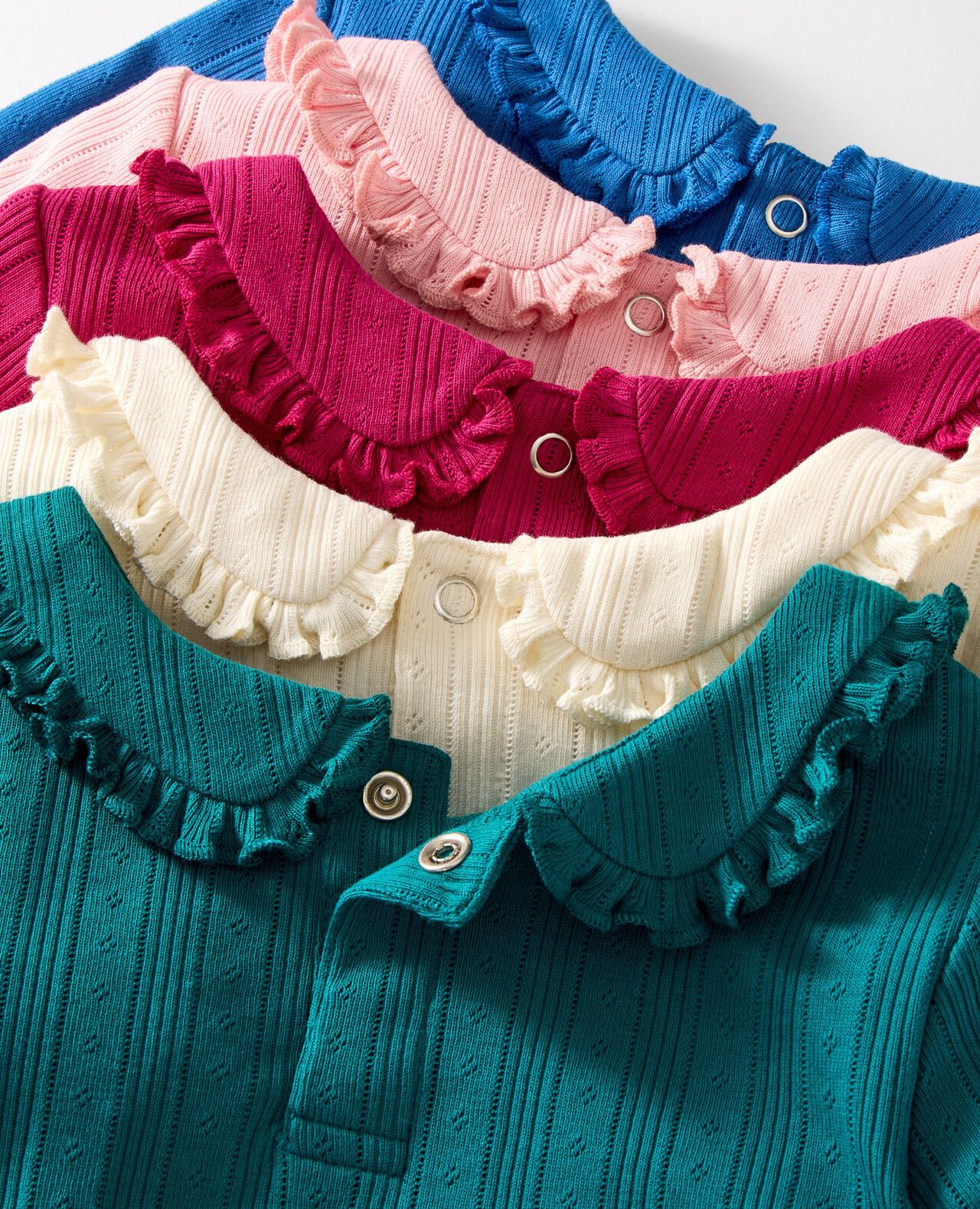 Long Sleeve Pointelle Collared T-Shirt - Image 2