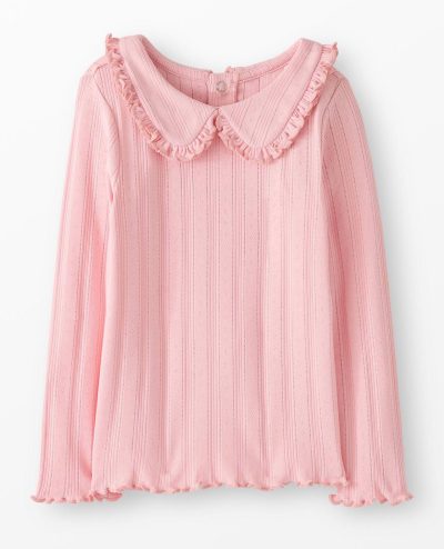 Long Sleeve Pointelle Collared T-Shirt