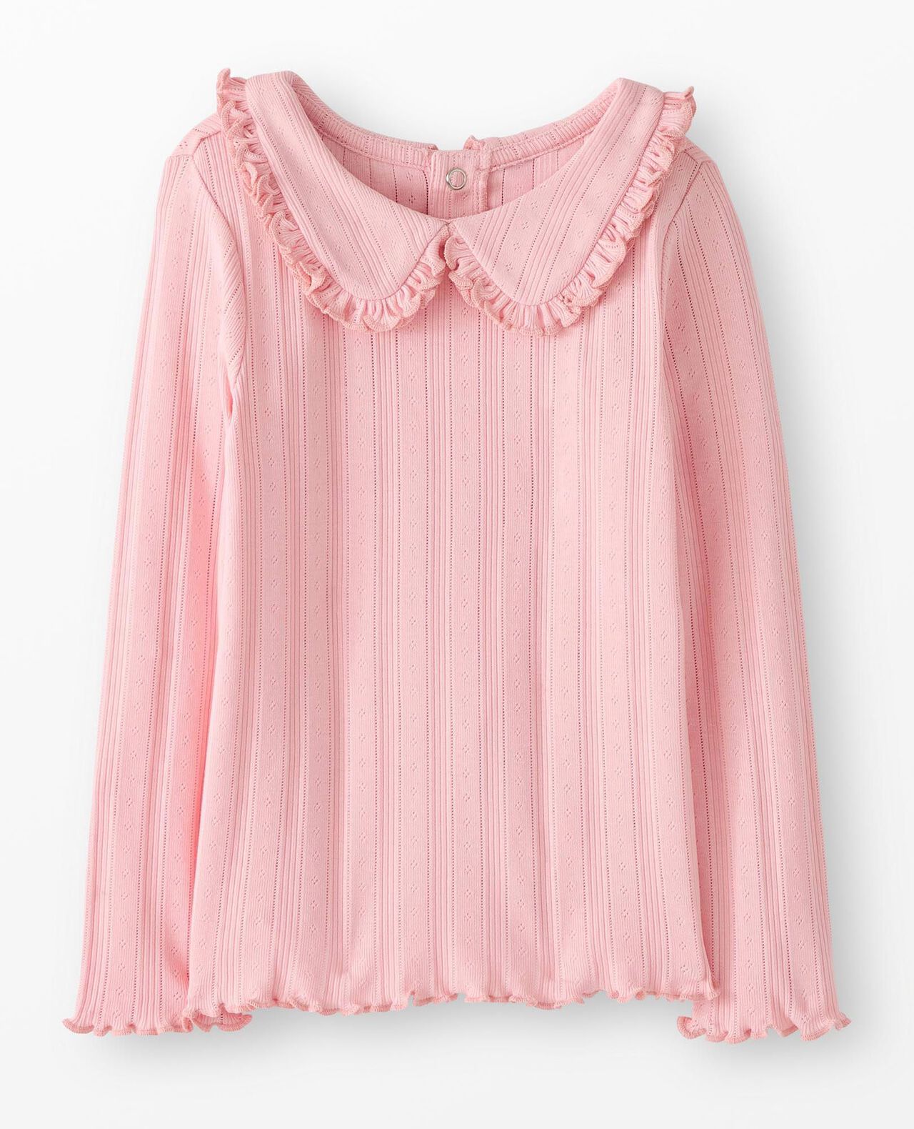 Long Sleeve Pointelle Collared T-Shirt