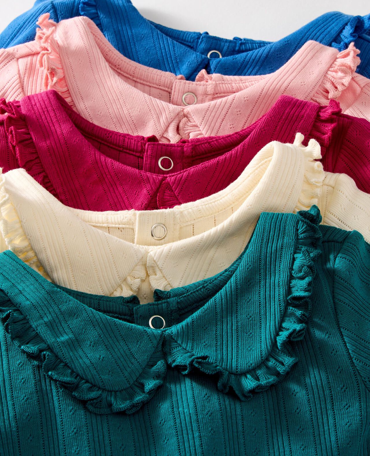 Long Sleeve Pointelle Collared T-Shirt - Image 3
