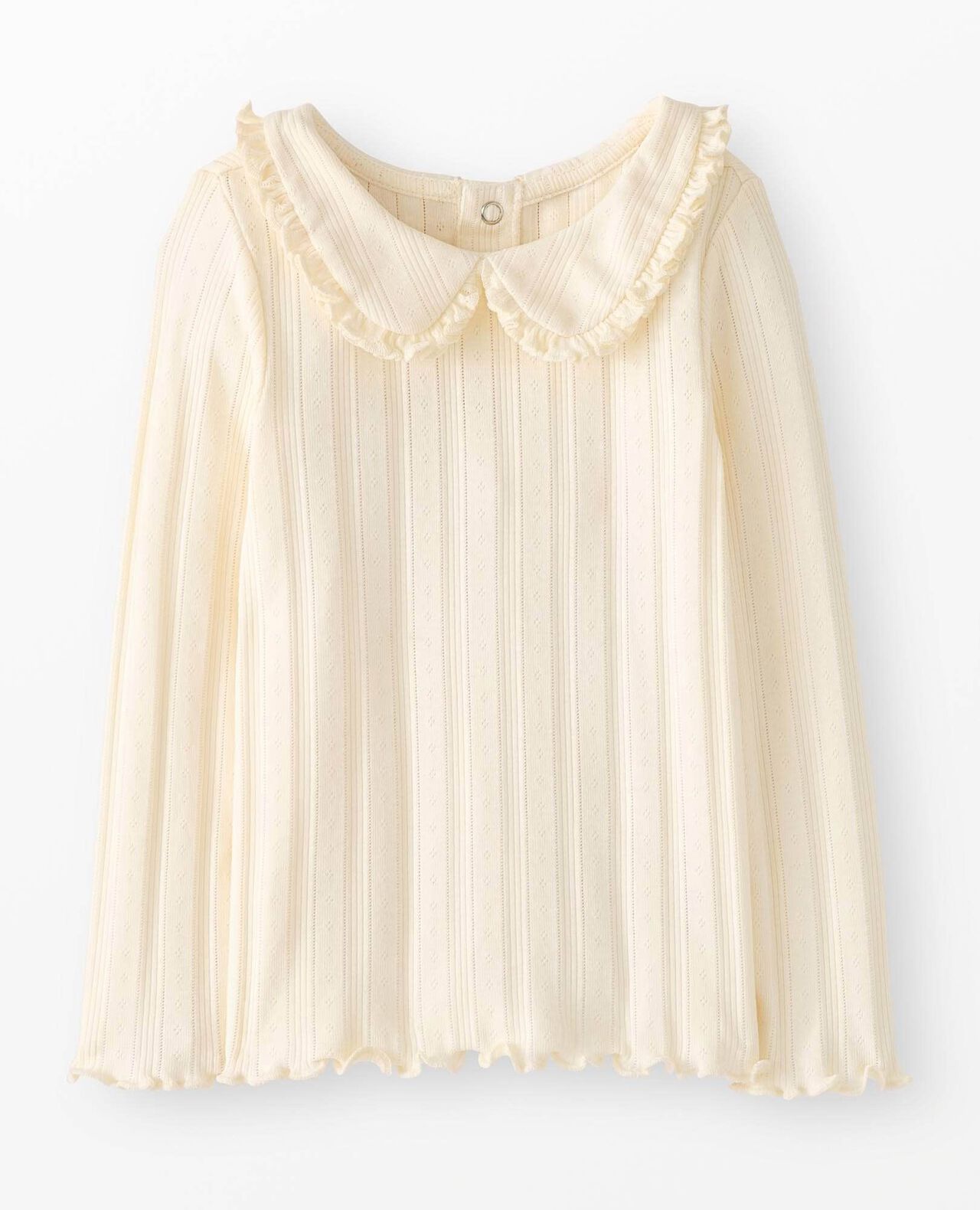 Long Sleeve Pointelle Collared T-Shirt - Image 2