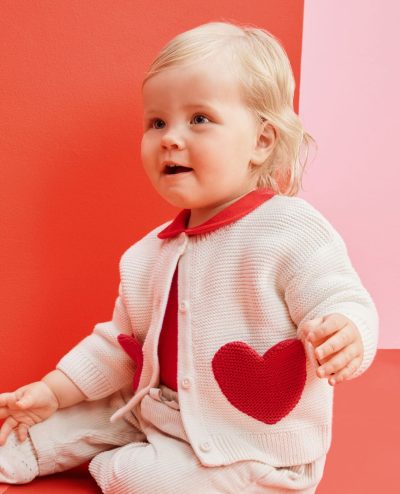 Baby Heart Pocket Cardigan Sweater