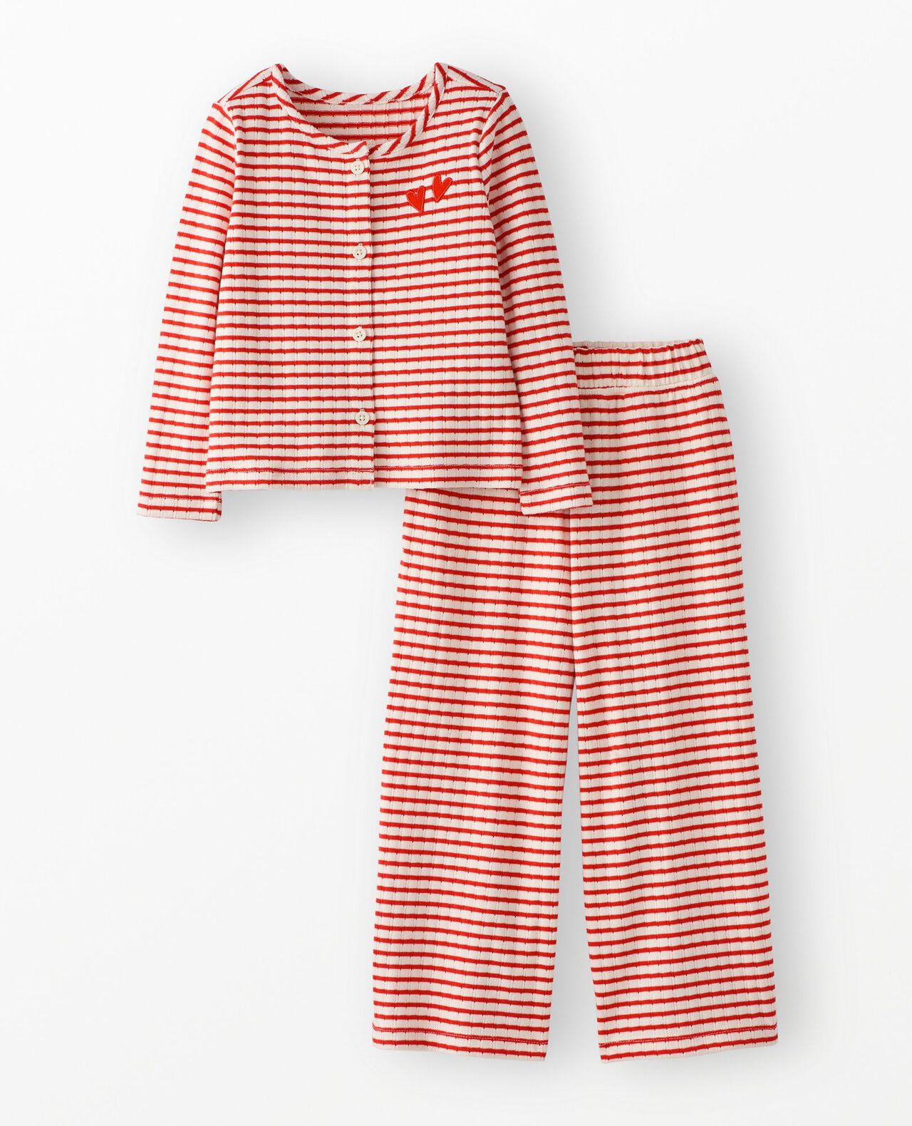 Long Sleeve Pointelle Top & Wide Leg Pants Set - Image 2