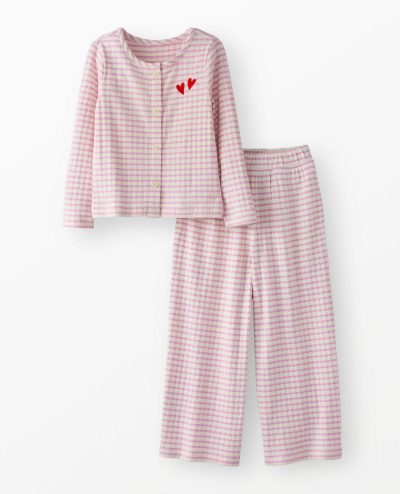 Long Sleeve Pointelle Top & Wide Leg Pants Set