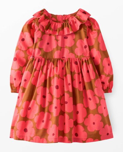 Long Sleeve Twill Collared Dress with Pockets