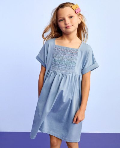 Dolman Sleeve Smocked Dress with Pockets