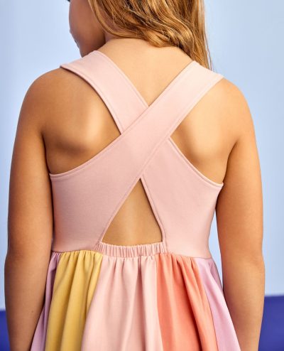 Rainbow Skirt Skater Dress with Pockets