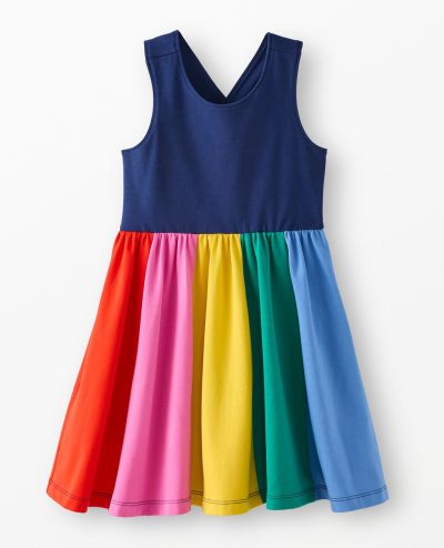 Rainbow Skirt Skater Dress with Pockets