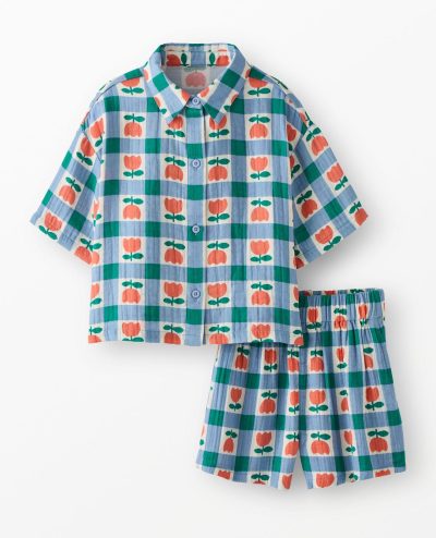 Muslin Button Up Shirt & Shorts Set