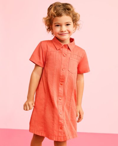 Twill Shirt Dress with Pockets