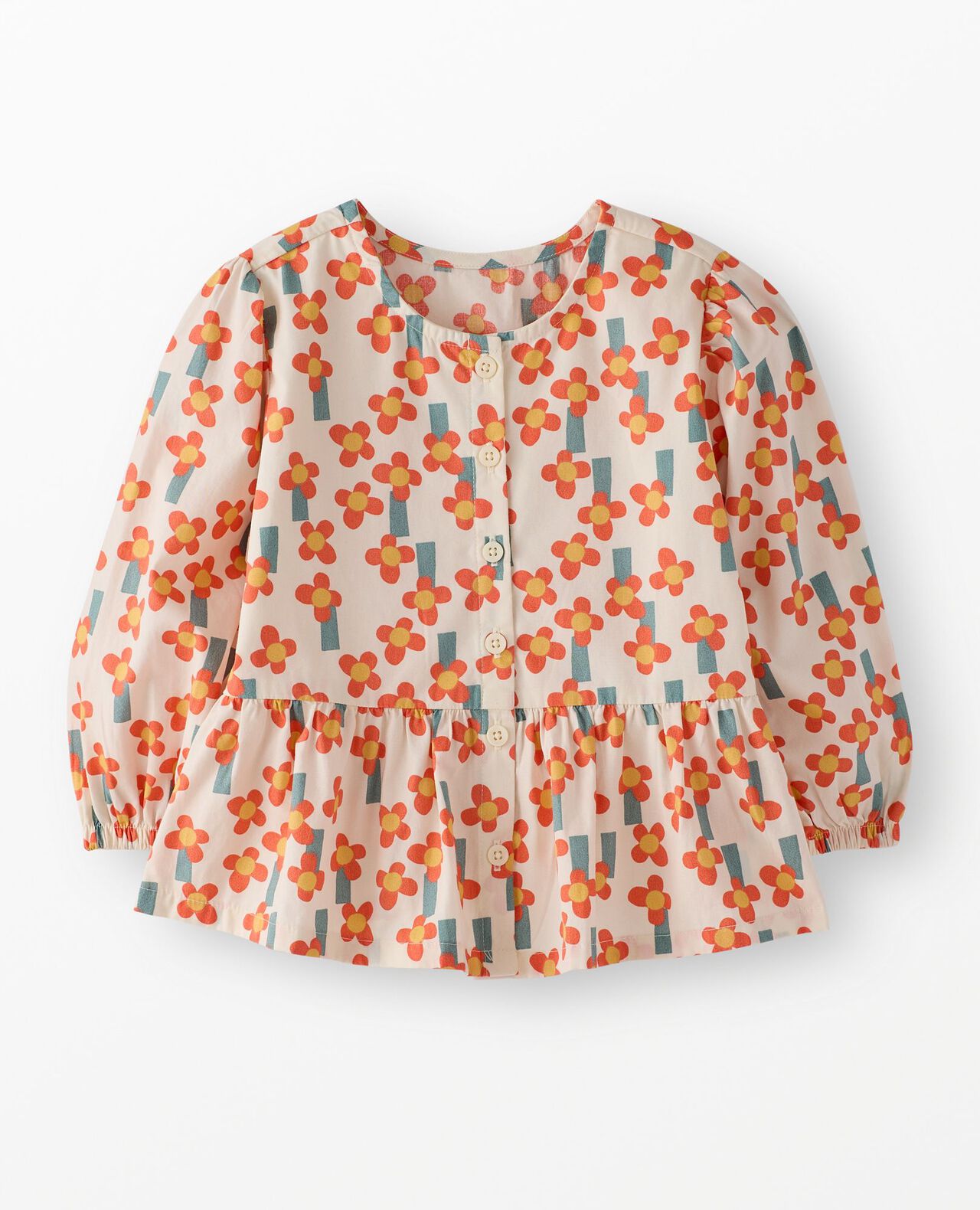 Long Sleeve Poplin Peplum Shirt