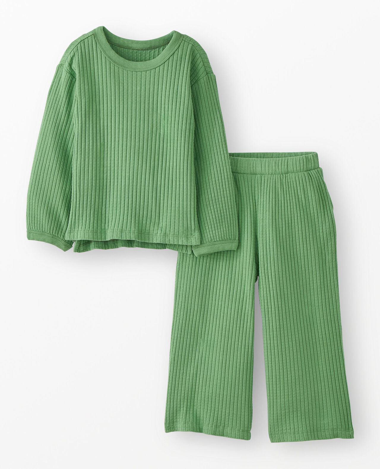 Ribbed Long Sleeve Top & Flare Pants Set