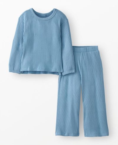 Ribbed Long Sleeve Top & Flare Pants Set