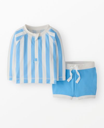 Baby Striped Rashguard & Swim Trunks Set