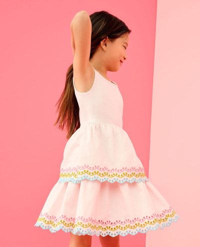 Sleeveless Embroidered Tiered Dress