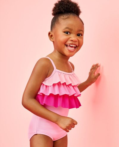 One-Piece Shimmer Ruffle Swimsuit