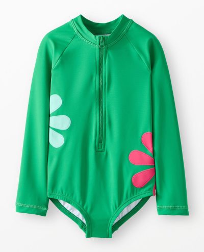 One-Piece Flower Rashguard Swimsuit