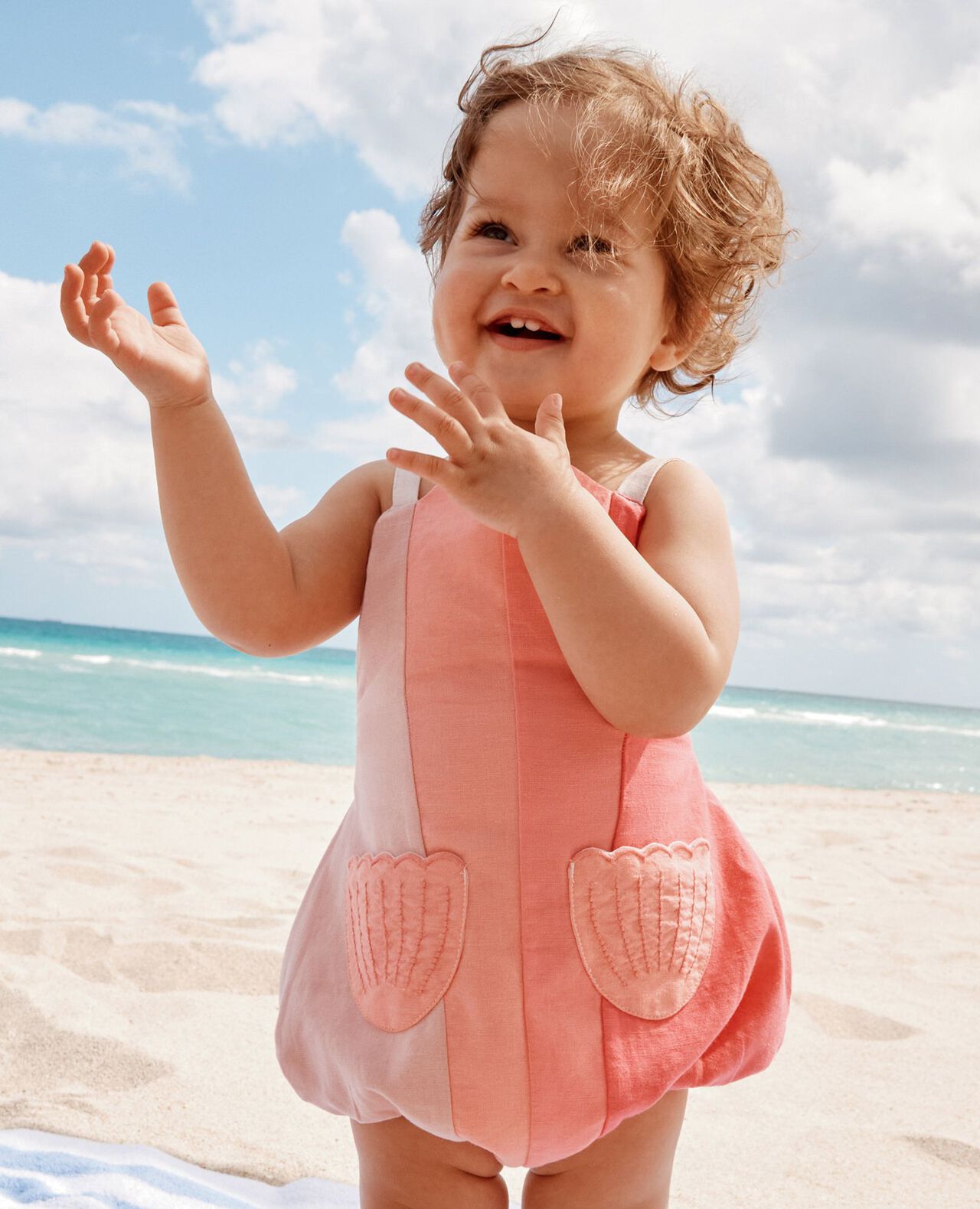 Baby Sleeveless Linen Seashell Romper - Image 6