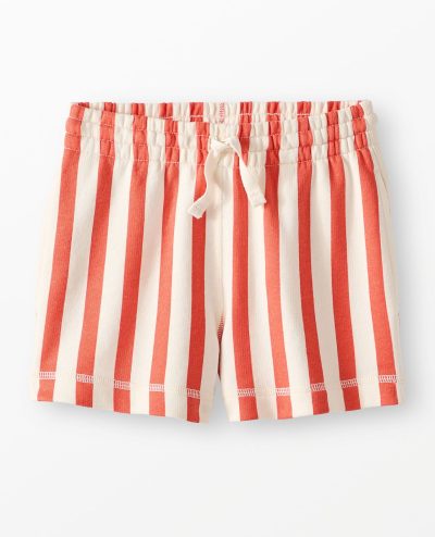 French Terry Striped Midi Shorts