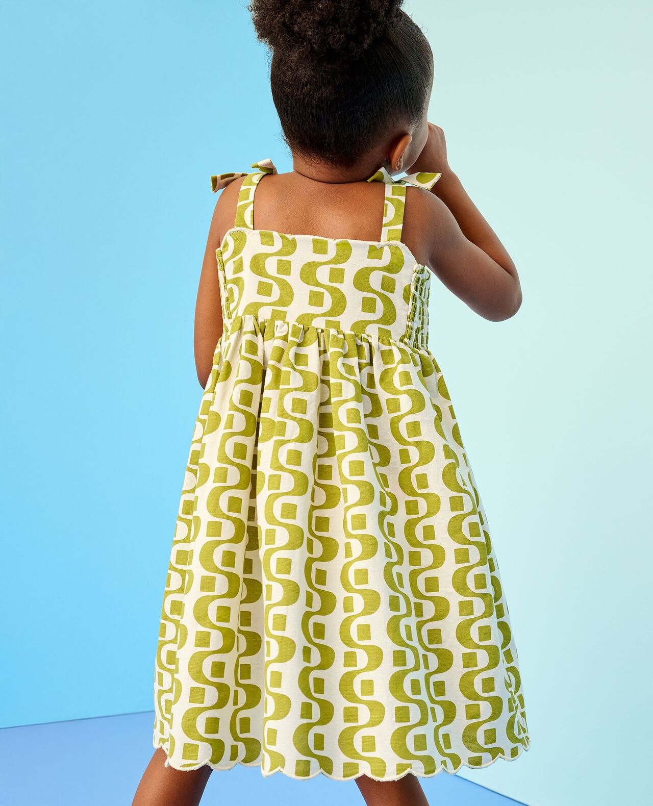 Sleeveless Linen Bow Strap Dress - Image 5