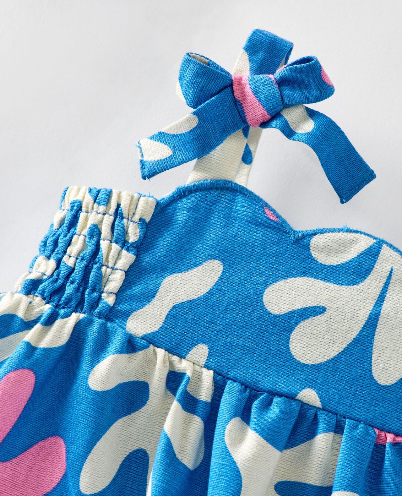 Baby Sleeveless Linen Bow Strap Dress - Image 2