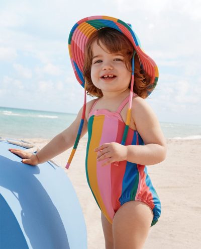 Baby One-Piece Rainbow Swimsuit & Swim Hat Set