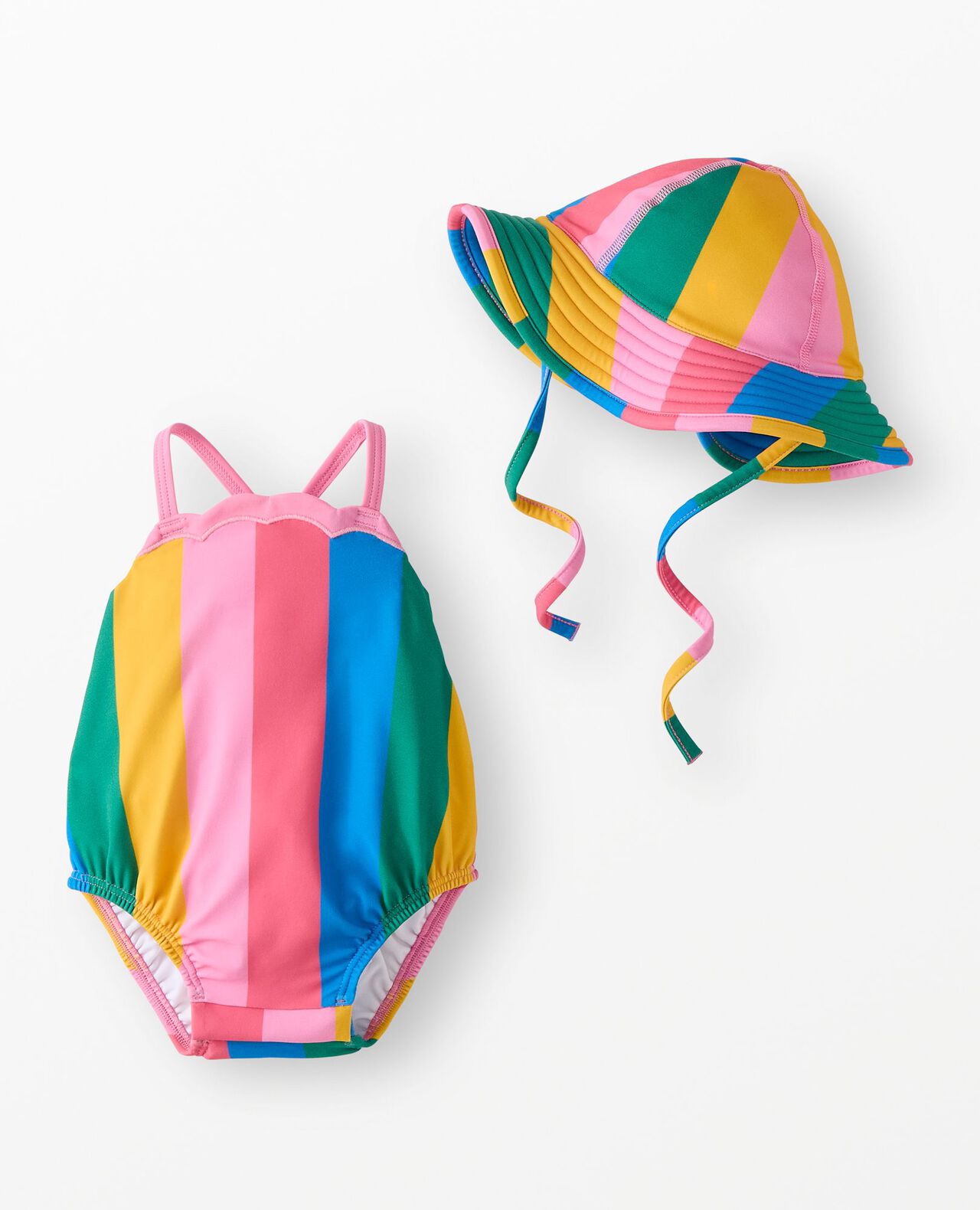 Baby One-Piece Rainbow Swimsuit & Swim Hat Set - Image 2