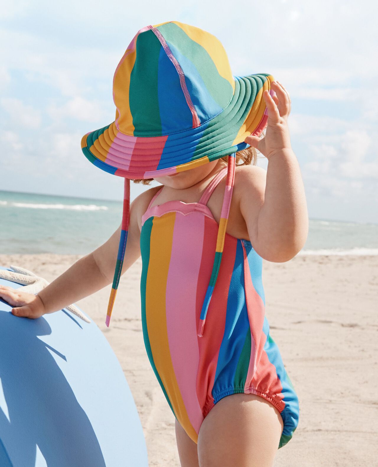 Baby One-Piece Rainbow Swimsuit & Swim Hat Set - Image 4