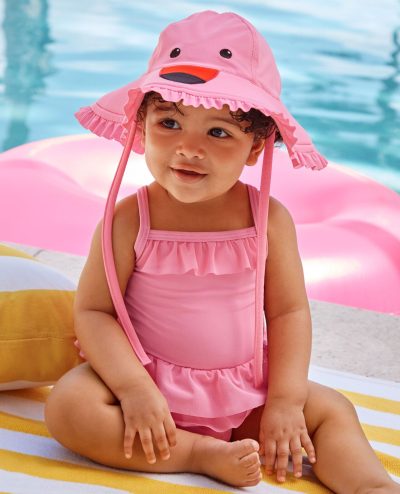 Baby One-Piece Flamingo Swimsuit & Swim Hat Set