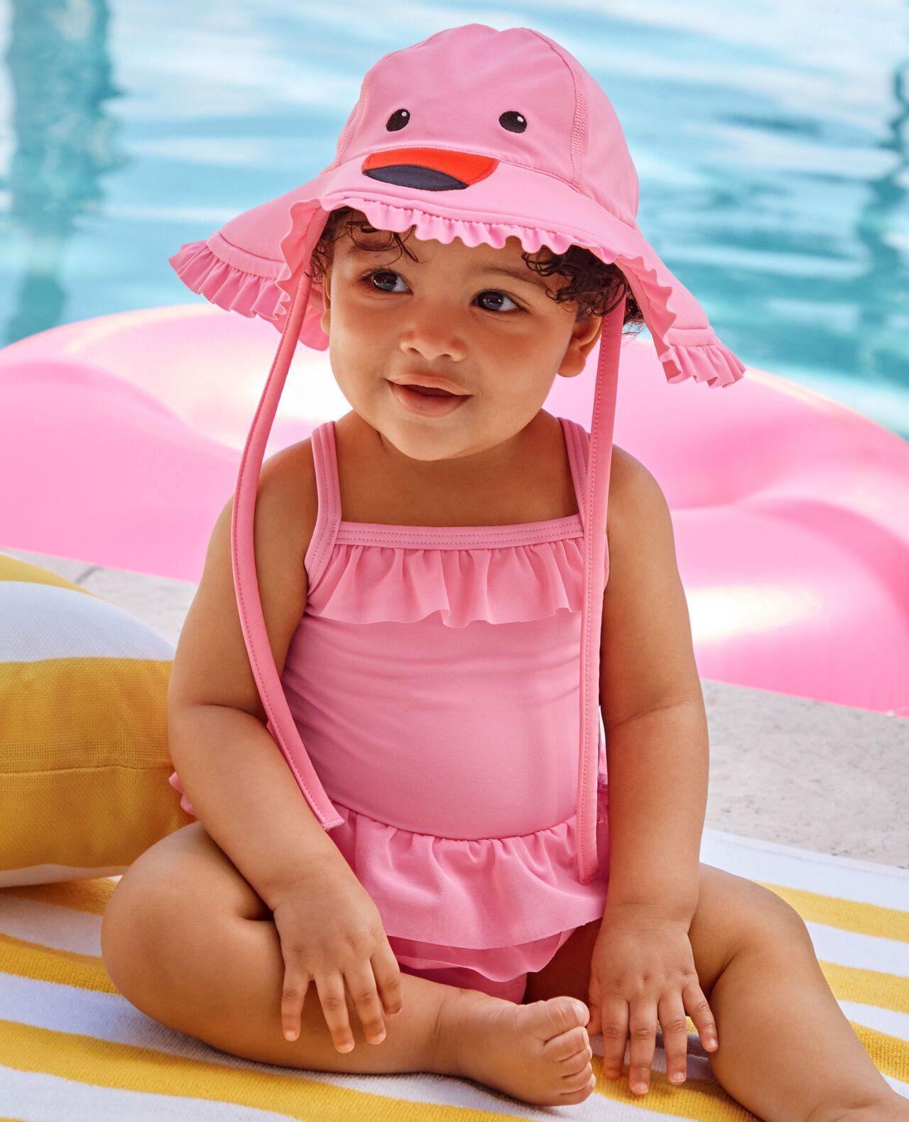 Baby One-Piece Flamingo Swimsuit & Swim Hat Set