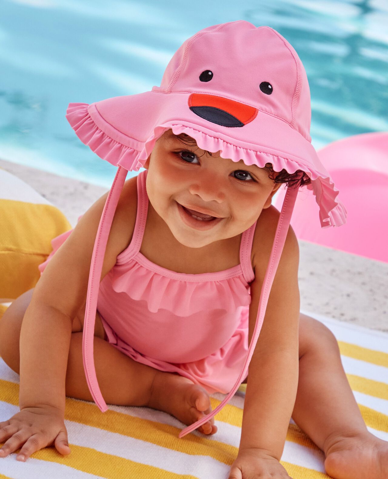 Baby One-Piece Flamingo Swimsuit & Swim Hat Set - Image 4