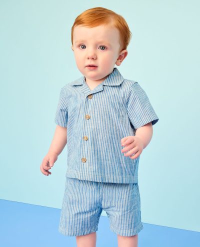 Baby Poplin Button Up Shirt & Shorts Set