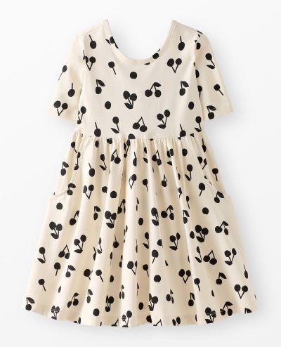 Elbow Sleeve Skater Dress with Pockets
