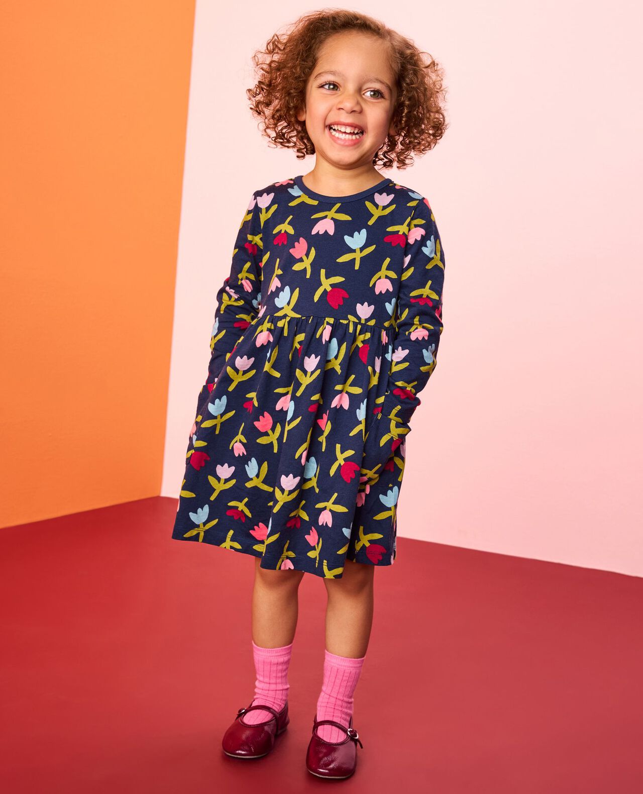 Long Sleeve Playground Dress with Pockets - Image 3
