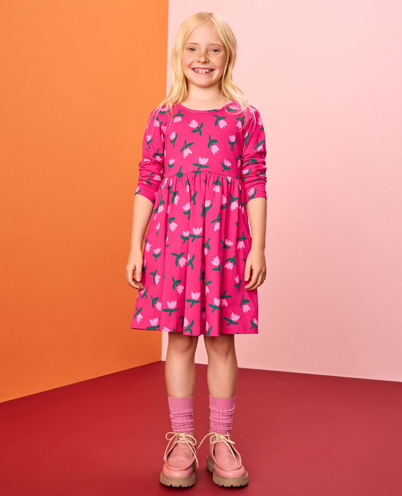 Long Sleeve Skater Dress with Pockets - Image 3